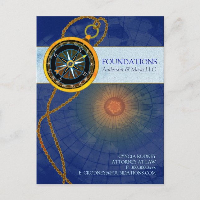 Carte Postale Promotion Commerciale de Compas Moderne Stylisé (Devant)