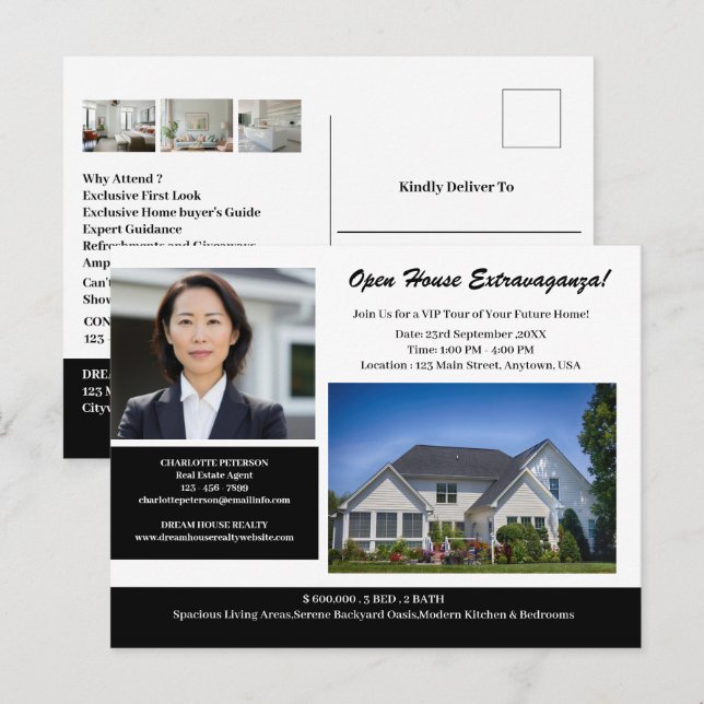 Carte Postale Promotion unique pour une maison ouverte dans l'im (Devant / Derrière)