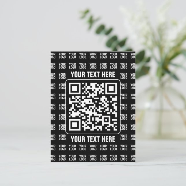 Carte Postale Promotional QR code (editable) plus Logo Pattern (Debout devant)