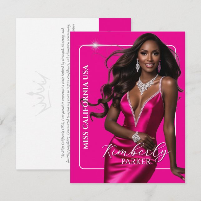 Carte postale promotionnelle de concours de beauté (Devant / Derrière)