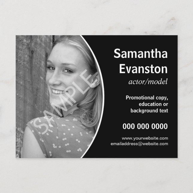 Carte Postale Promotions en noir incurvé avec casque (Devant)