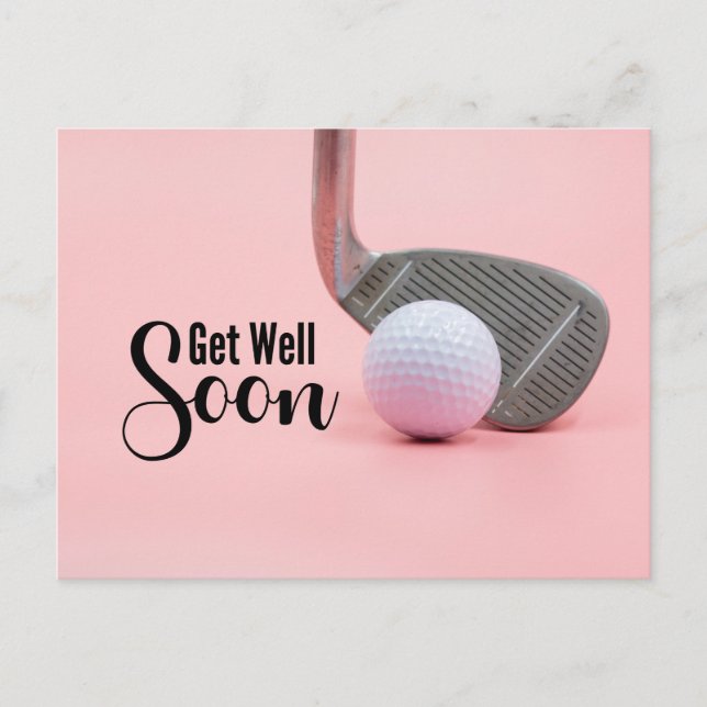 Carte Postale Prompt rétablissement pour golfeuse thème rose (Devant)