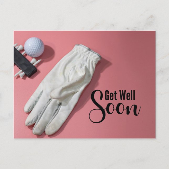Carte Postale Prompt rétablissement pour golfeuse thème rose (Devant)