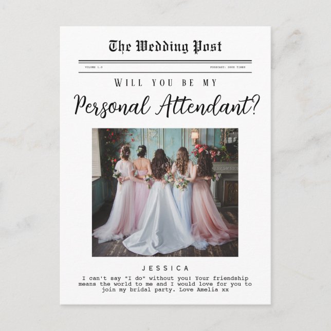 Carte Postale Proposition d'agent personnel, Elegant Newspaper (Devant)