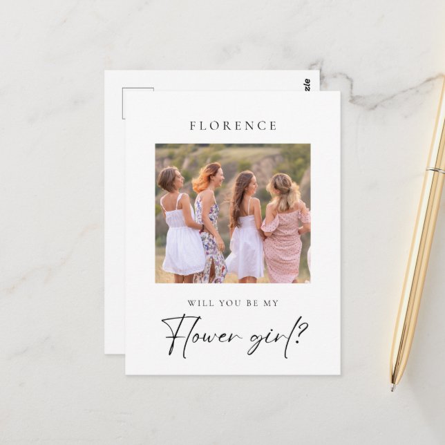 Carte Postale Proposition de fille de fleurs photo personnalisée (Devant/Arrière en situation)