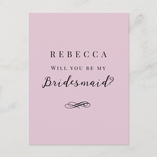 Carte Postale Proposition simple et élégante de Bridesmaid (Devant)