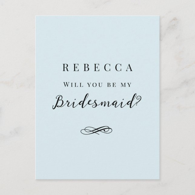 Carte Postale Proposition simple et élégante de Bridesmaid (Devant)