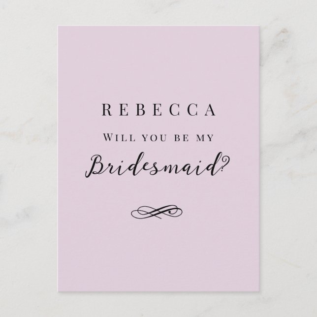 Carte Postale Proposition simple et élégante de Bridesmaid (Devant)