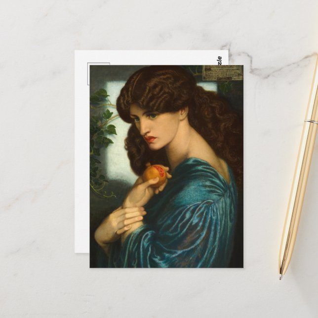 Carte Postale Proserpine par Dante Gabriel Rossetti (Devant/Arrière en situation)