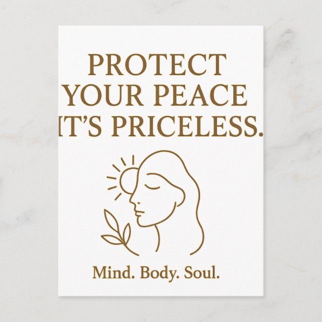 Carte Postale Protect Your Peace — Minimalist Self-Care Quote (Devant)
