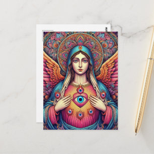 Carte Postale Protection contre le mal Cœur sacré de Marie