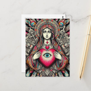 Carte Postale Protection contre le mal Cœur sacré de Marie