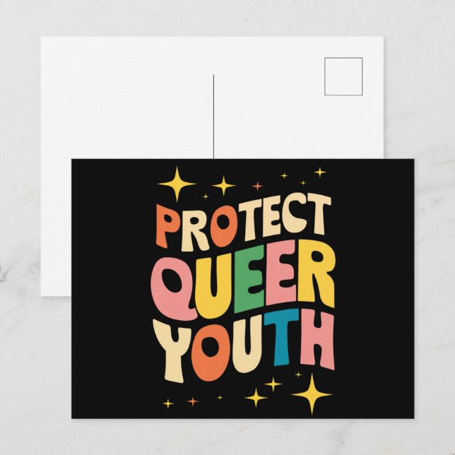 Carte Postale Protéger les jeunes queer Protéger les enfants tra (Devant / Derrière)