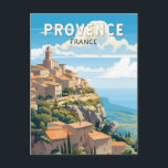 Carte Postale Provence France Travel Art Vintage<br><div class="desc">Design de voyage vectoriel rétro de Provence. La Provence est une région historique et culturelle du sud-est de la France. Connu pour ses paysages variés,  des Alpes du Sud aux plaines de Camargue en passant par les vignobles vallonnés,  les oliveraies,  les pinèdes et les champs de lavande.</div>