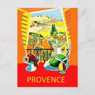 Carte Postale Provence, France, vue depuis la fenêtre, vintage