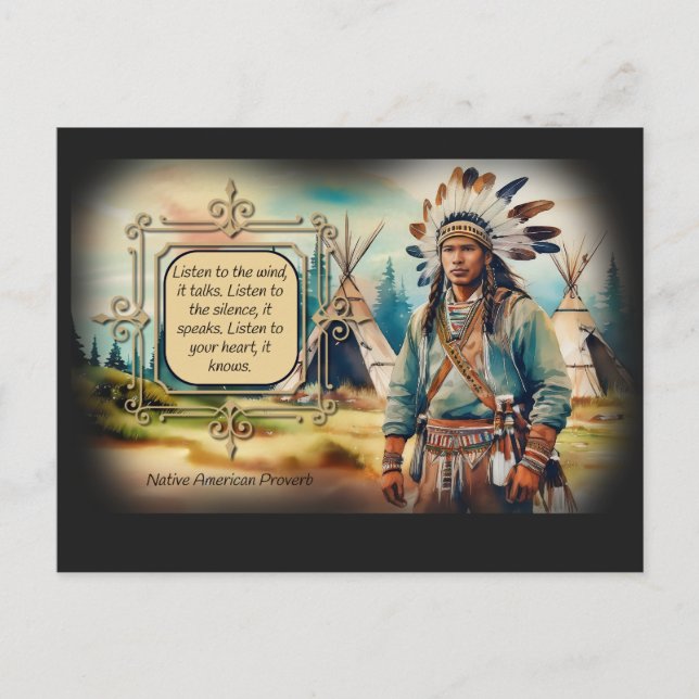 Carte Postale Proverbe amérindien - écoutez le vent (Devant)