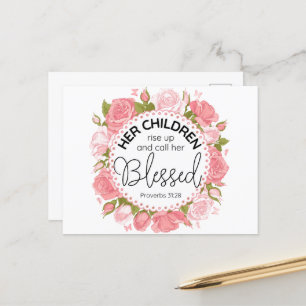 Carte Postale Proverbes 31:28 Ecriture de la Fête des Mères Fleu