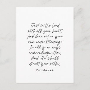 Carte Postale Proverbes 3:5-6 Confiance dans le Seigneur