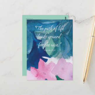 Carte Postale Proverbes Écriture Rose Impatiens Fleur Religieuse