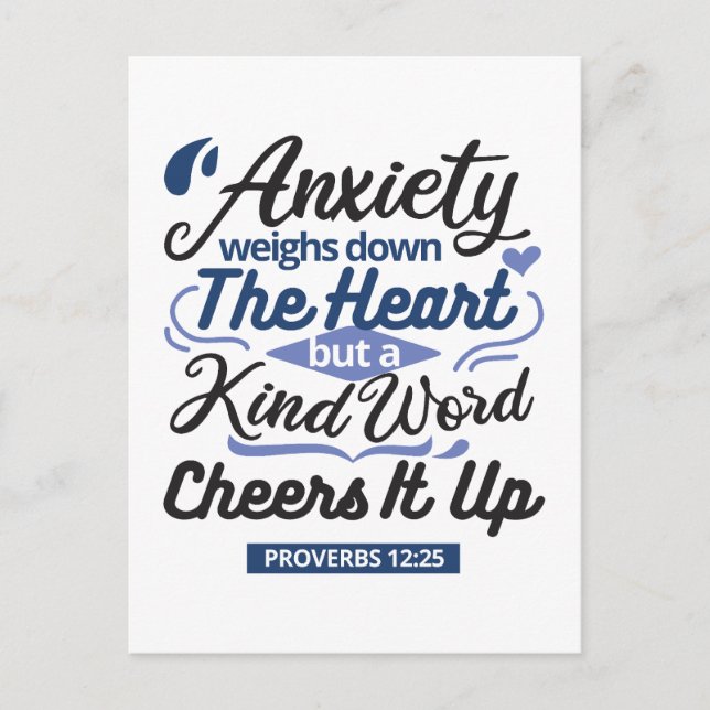 Carte Postale Proverbs 12:25 Bible Verse – Kind Word Art (Devant)