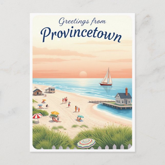 Carte Postale Provincetown, Massachusetts – Cape Cod Beaches (Devant)