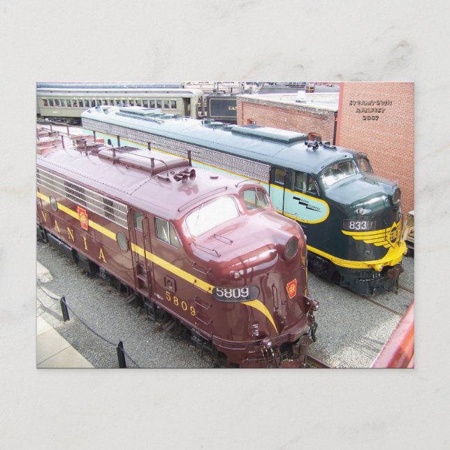 Carte Postale PRR E8A 5809 et ERIE E8A 833 à Steamtown (Devant)