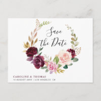 prune violet et pêche floral enregistrer la date