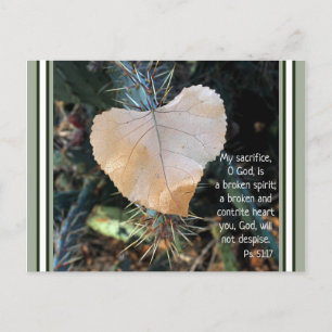 Carte postale Psalm Broken and Contrite Heart Leaf