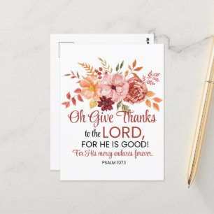 Carte Postale Psaume 107:1 Oh Rendez Grâce au Seigneur Floral Au