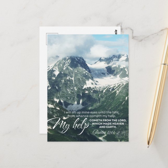 Carte Postale Psaume 121 Je lèverai mes yeux vers les collines (Devant/Arrière en situation)