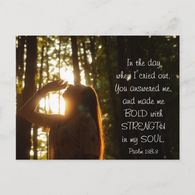 Carte Postale Psaume 138:3 TU m'as répondu et tu m'as fait BOLD (Devant)
