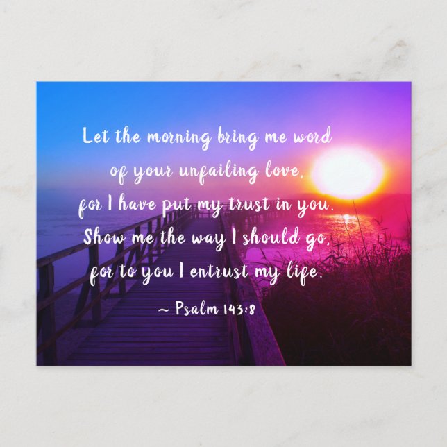 Carte Postale Psaume 143:8 Je mets ma confiance en Toi, Bible Ve (Devant)