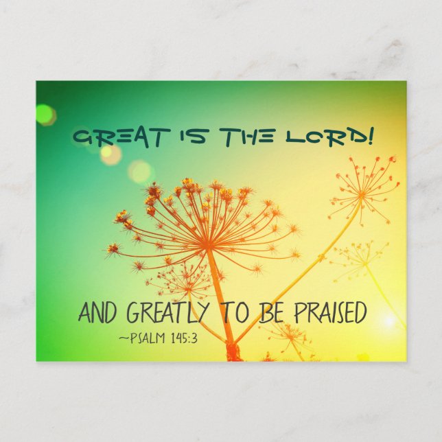 Carte Postale Psaume 145:3 Grand est le Seigneur, Bible Verse (Devant)