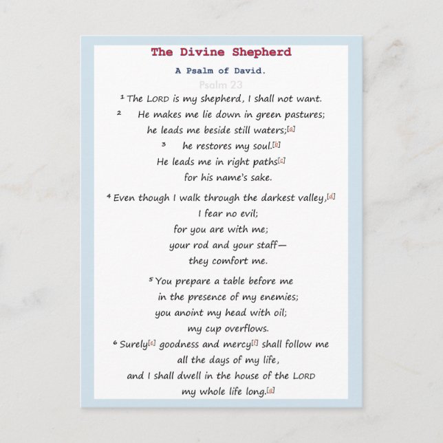 Carte Postale Psaume 23 (Devant)