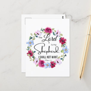 Carte Postale Psaume 23:1 Le Seigneur est ma Bible florale bergè