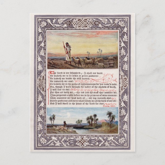 Carte Postale Psaume 23 "Le Seigneur est Mon Pasteur" (Devant)