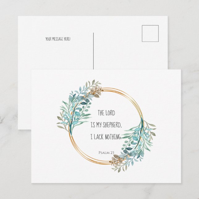 Carte Postale Psaume 23 L'Éternel est mon berger, Écriture (Devant / Derrière)