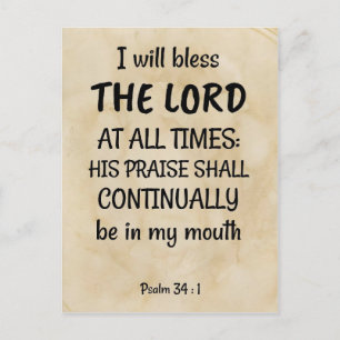 Carte Postale Psaume 34:1 (KJV) sur un arrière - plan de défilem