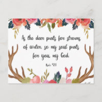 Psaume 42:1, Floral Antlers Bible Verse Postcard