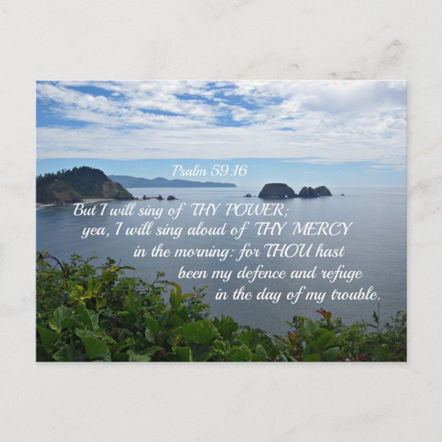 Carte Postale Psaume 59:16 Mais je chanterai de ton pouvoir; (Devant)