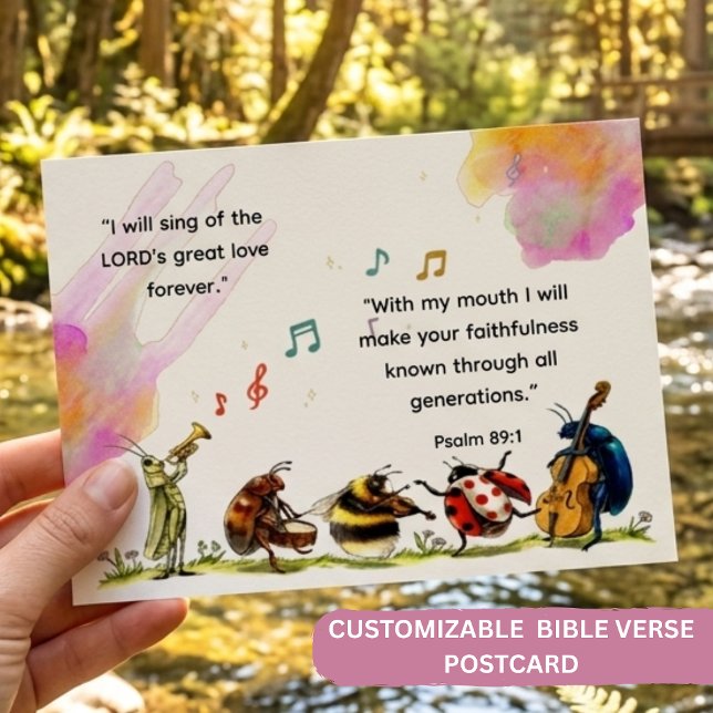 Carte Postale Psaume 89:1 Orchestre de jolis insectes Verset chr (Créateur téléchargé)