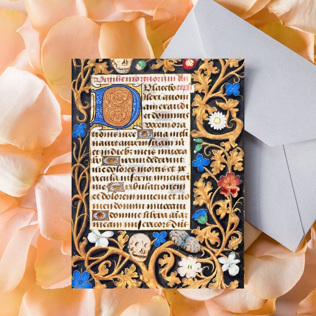 Carte Postale Psaume biblique 114 Manuscrit médiéval - Memento M (Bible Psalm 114 Medieval Manuscript - Memento Mori Catholic Christian Lent Postcard)