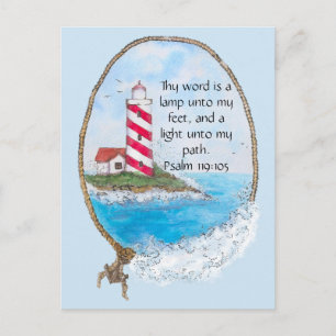 Carte Postale Psaume religieux phare océan