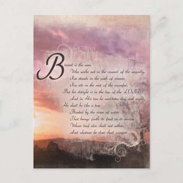 Carte Postale Psaumes et coucher de soleil Bible Verse Encourage (Devant)