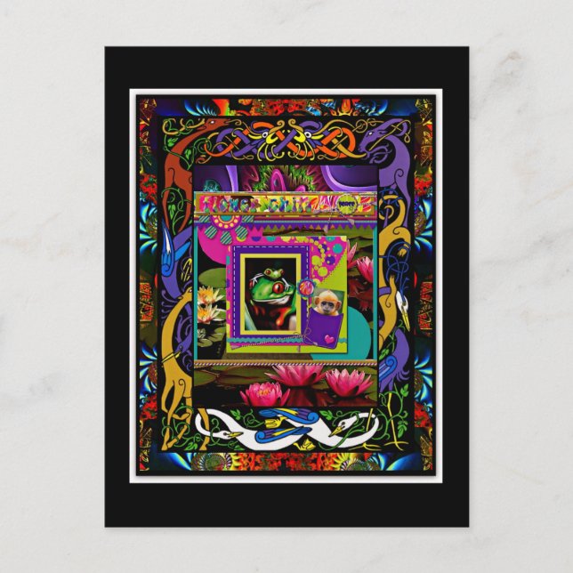 Carte Postale Psychedelic Frog Print With Bonus Monkey Pocket (Devant)