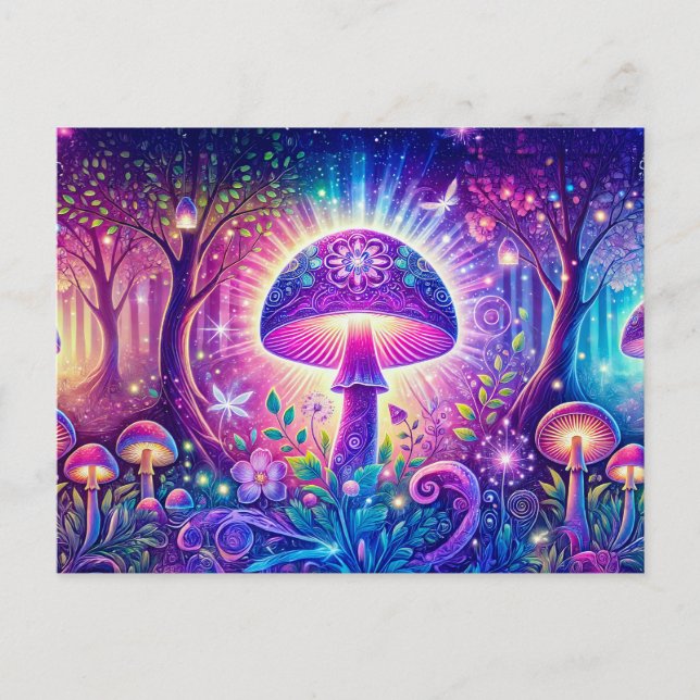 Carte Postale Psychedelic Wonderland Mystical Mushroom Fantasy (Devant)