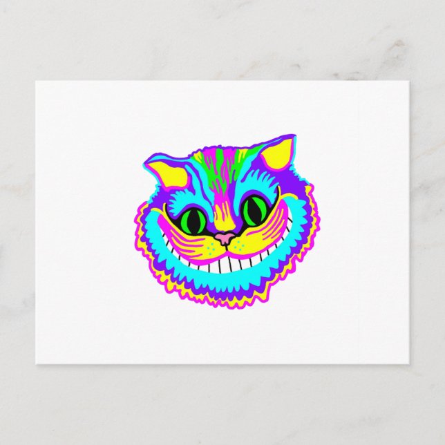 Carte Postale Psychédélique Crazy Chat souriant (Devant)