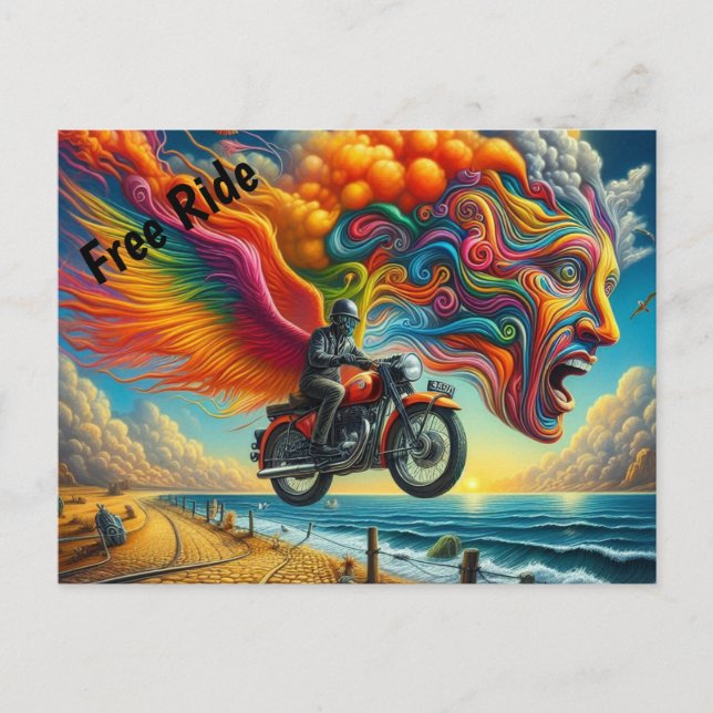 Carte Postale Psychedélique Motorcycle Dreamscape (Devant)