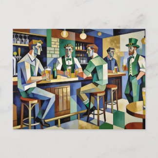 Carte Postale Pub Cubiste Irlandais Moderne