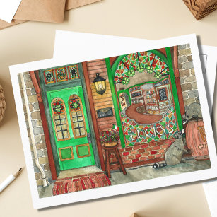 Carte Postale Pub irlandais St. Patrick's Day Watercolor